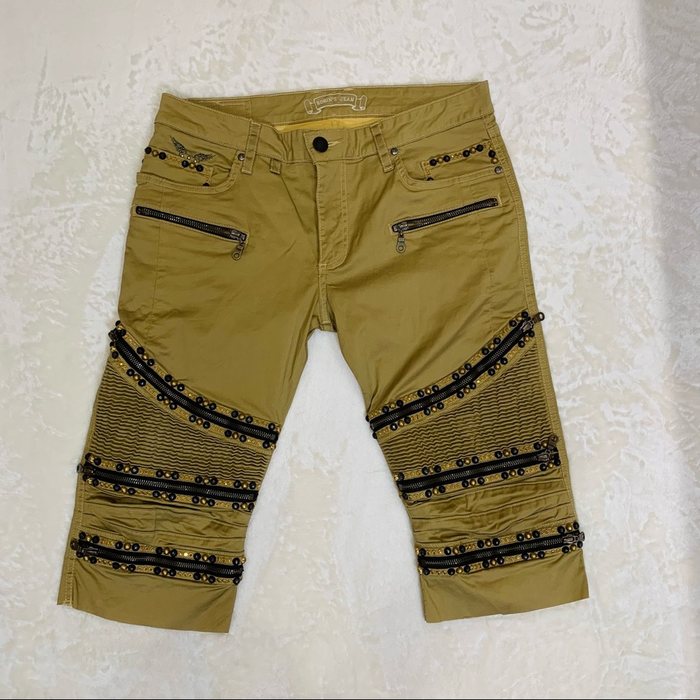 Robins Jeans Men Biker Shorts in Gold Size 32